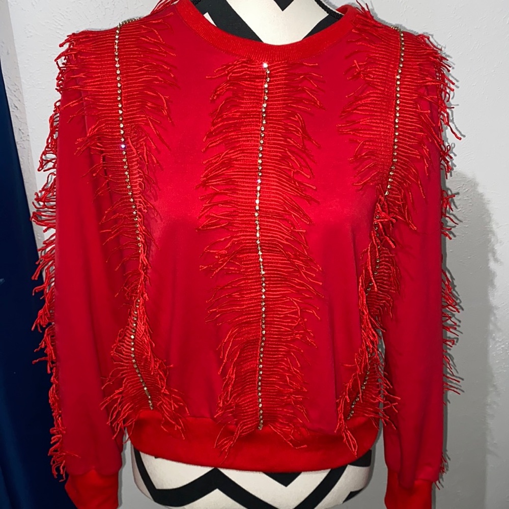 Red Bedazzled Sweatshirt